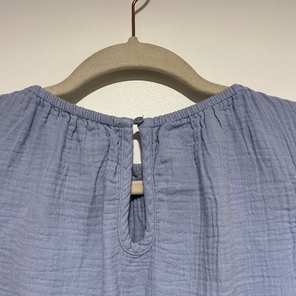 Nordstrom Modernaire 100% Organic Cotton Light Blue Midi Dress with Ruffle Hem - Picture 7 of 9